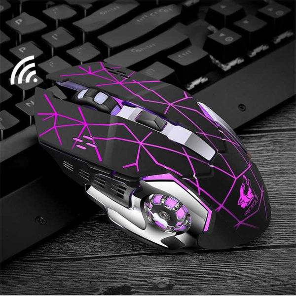 Gaming Mouse Mouse inalámbrico 7 color Gaming Gaming Mouse 2.4G Frecuencia de transmisión inalámbrica Ratones de resolución fotoeléctrica de 2000dpi para laptop z6d