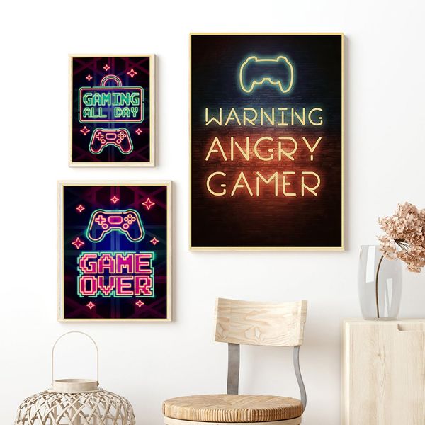 Affiches de jeu Game rétro Kraft Paper imprimés Autocollant Ppicture Aesthetic Kids Boys Room Playroom Gift Impressions Funny Wall peintures