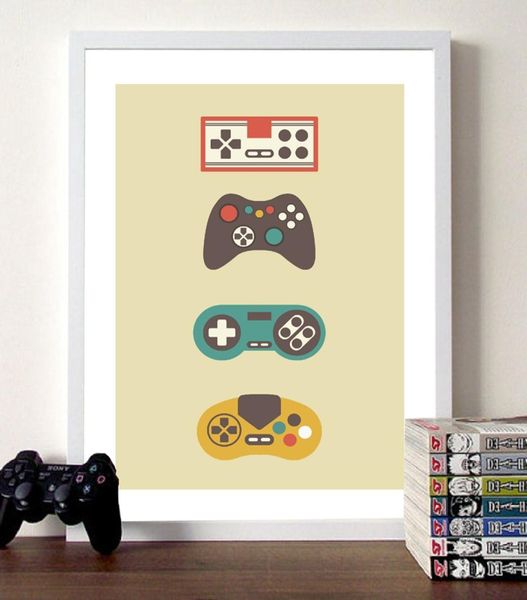 Impresión de juegos, arte de pared retro, pintura en lienzo, regalo de jugador, videojuego, póster Vintage, controlador de mando, imagen, decoración de habitación de niños 4772037