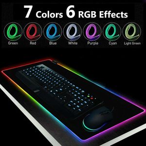 Gaming RGB LED Muismat Zachte Rubber USB Wired Lighting Kleurrijke Mousepad Lichtgevende Gamer Toetsenbord Muizen Mat PC Computer Laptop LJ201031