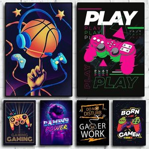 Gaming Zone Canvas Schilderij Grappig Spel Citaat Poster Print Wall Art Boy Gamer Room Kawaii Decoratie Nordic Esthetische Muur Decor Wo6