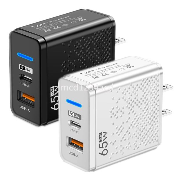 Gan 65W puertos duales PD USB C cargador de pared QC3.0 48W 33W 12W adaptadores de corriente USB para Iphone 12 13 14 15 Samsung htc lg M1
