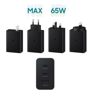 GaN Fast Charge 3 Ports Chargeurs de téléphone 65W Max Adaptateur de chargeur rapide USB-C PD 25W 15W Type-C Chargeur QC3.0 Charge rapide pour iPhone 15 14 13 12 Samsung Xiaomi