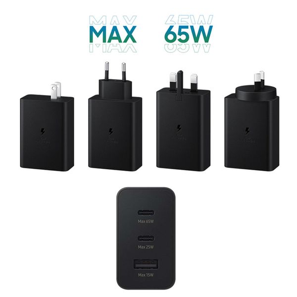 Gan Fast Charge 3 Ports Phone Chargers 65W MAX CARGADOR RÁPIDO Adaptador USB-C PD 25W 15W Tipo C Charger QC3.0 Carga rápida para iPhone 15 14 13 12 Samsung Xiaomi