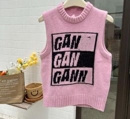 Gan ni'g styles Couleur mixte Femmes Designer Vest Fashion Tops Blended Gilet tricoté manteaux de tricot filles élégant gilet en tricot doux lu'li