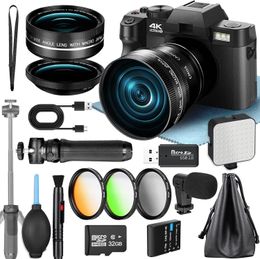 GAnica 4K Digitale Camera 'S voor Pography 48MP Camera met Microfoon 3 Kleur Filter Video Groothoek Macro Lens 240106