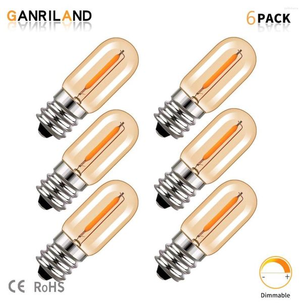 Bombillas de luz nocturna ámbar Ganriland E12 E14 110V 220V, ampolla regulable, tinte dorado, filamento decorativo, bombilla Led Edison para dormitorio