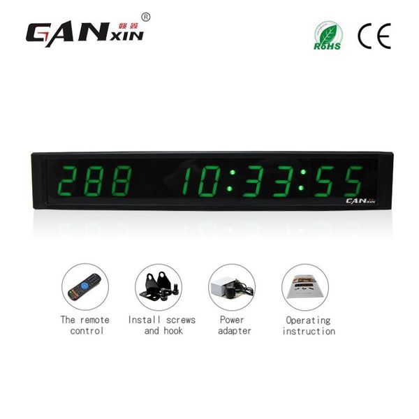 Ganxin1 pulgada Reloj de pared LED de 9 dígitos Color verde LED Días Horas Minutos y segundos Reloj de cuenta regresiva LED Temporizador con control remoto229P