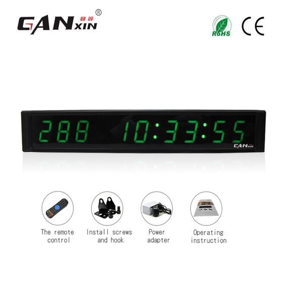 Ganxin1 pulgadas 9 dígitos LED Reloj de pared verde Días de LED Horas minutos y segundos Temporizador de reloj de cuenta regresiva LED con controgueo remoto 8392489