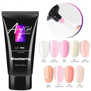 Gel de uñas polivinílico para extensión de uñas, manicura artística, barniz acrílico híbrido, geles UV de 30ML, esmalte en 9 colores