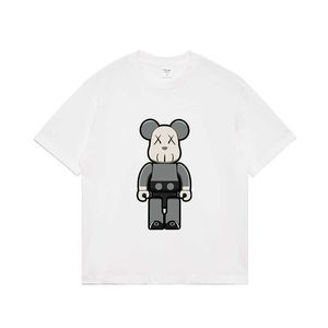 Gaojie marque tendance petit ours Double fil pur coton Violent Kaw grand imprimé T-shirt ample à manches courtes