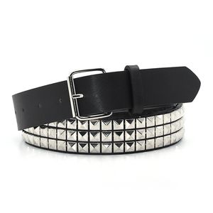 GAOKE-Cinturón con remaches piramidal para hombre y mujer, cinturón con tachuelas, Punk Rock con hebilla de Pin, Hardware, Jeans, cinturones de cintura femeninos de diseñador