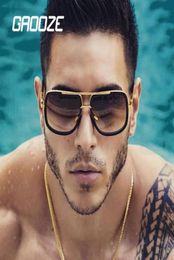 Gaooze Luxury Square Sunglasses Male Brand Design Square Sunglasses Sunglasses Men039S Verres antiglarelles Hip Hop Blue Lunes LXD3951161309