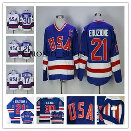 Gaoxin 1980 Man Retro VS ijshockeytruien 17 Jack Ocallahan 21 Mike Eruzione 30 Jim Craig Kleur Blauw Wit Ed Hardloopuniformen