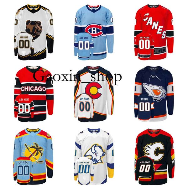 Gaoxin 2022 Maillots de hockey personnalisés rétro inversés DUCKS COYOTES CANADIENS FLAMES BRUINS HURRICANES BLACKHAWKS AVALANCHE STARS OILERS SABRE CANUCKS S