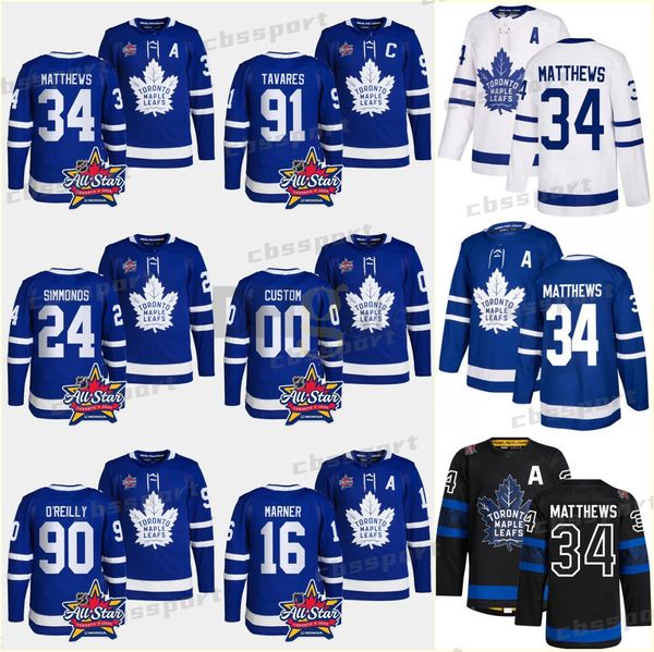 Gaoxin 34 Auston Matthews Maple Leafs Maillot d'étoiles 2024 Ryan Reaves Mitchell Marner Tavares Morgan Rielly William Nylander Tyler Bertuzzi John