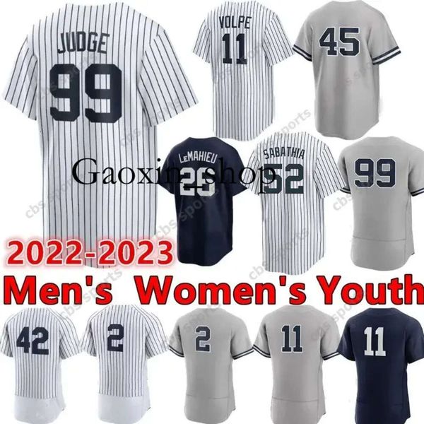 Gaoxin 99 Aaron Judge Jersey de béisbol Anthony Volpe Jeter Babe Ruth Rizzo Gleyber Torres Bader Gerrit Cole Nestor Cortes Jr. Lemahieu Donaldson