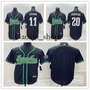 Gaoxin CUSTOM Baseball Footall Jersey Philadelphia''eagles'' heren A. J. Brown Brian Dawkins Zwart Cool Base Ed