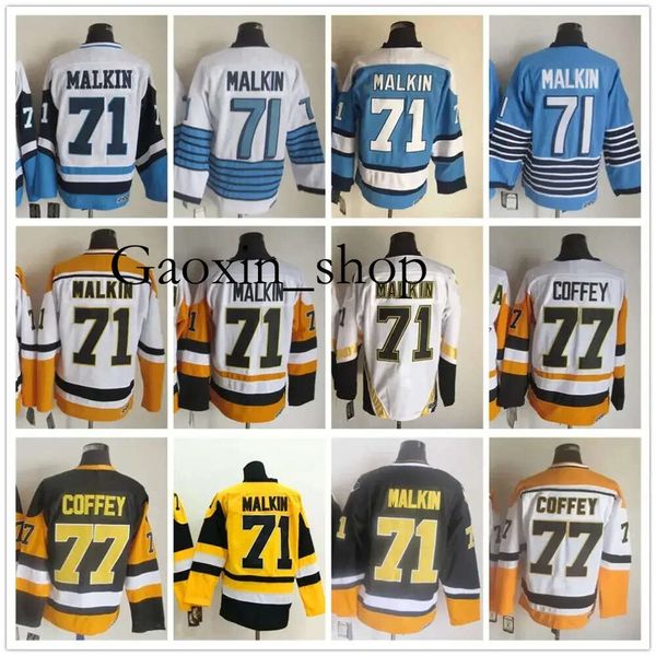 Gaoxin Pittsburgh Nouveaux maillots de hockey sur glace rétro 77 Paul Coffey 71 Evgeni Malkin Jersey