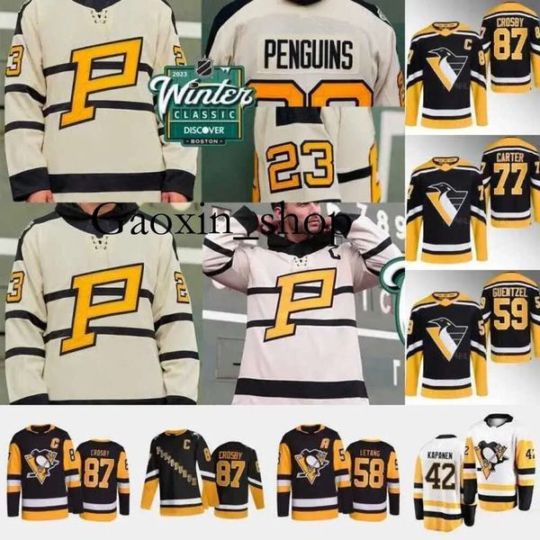 Gaoxin Pittsburgh Sidney Crosby Penguins 2023 Jersey clásico de invierno Jeff Carter Evgeni Malkin Jake Guentzel Kasperi Kapanen Bryan Rust Kris Letang