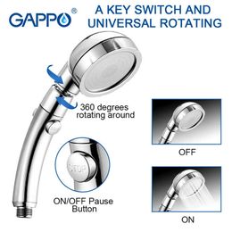 Pommeau de douche GAPPO rotatif à 360 degrés à 3 modes avec bouton de contrôle de l'eau