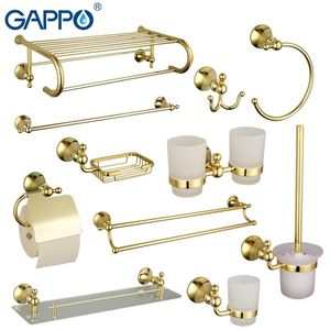 GAPPO Ensembles de matériel de salle de bains Porte-papier doré Porte-serviettes Porte-rouleau Porte-brosse de toilette Panier à savon Accessoires de bain de luxe T200425