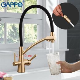 GAPPO robinet de cuisine en laiton noir robinets d'évier de cuisine robinets de filtre de cuisine mélangeurs eau du robinet robinet purifié torneira T200424