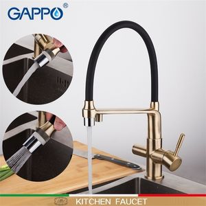 GAPPO robinet de cuisine or et noir robinets d'eau filtre robinets mélangeur rotatif cuisine purificateur d'eau mélangeurs pont monté T200805