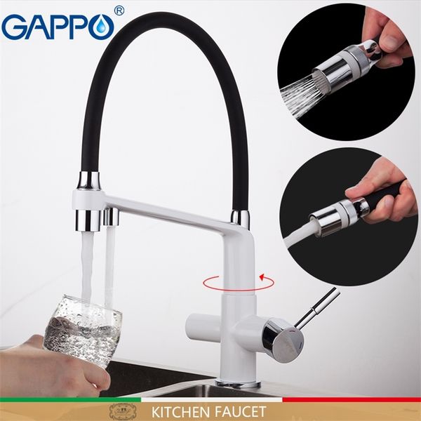 GAPPO robinet de cuisine eau filtrée blanc mitigeur torneira cuisine évier robinet mitigeur laiton évier robinet filtre robinets d'eau T200423