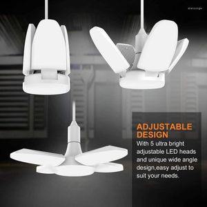 Éclairage de garage pliable E27 ampoule 4 pales de ventilateur réglables déformable atelier entrepôt éclairage de plafond AC85-265V