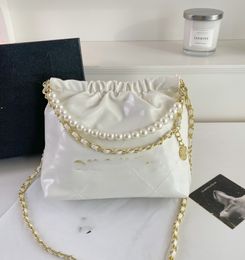 Bolsa de basura Nueva perla bolso de cadena moda bolso de hombro con forma de rombo bolsos de mensajero para mujer