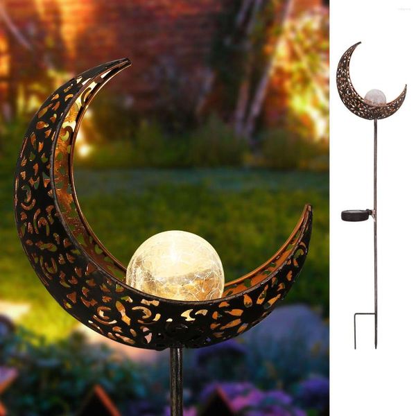 Décoration de jardin lumières solaires LED voie extérieure soleil lune étoile piquet en métal lumière IP65 étanche cour Art pelouse cour décoration