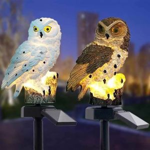 Garden Decor Waterdichte zonne -energie LED LICHT GARDEN PATH TUIN LADN OWL Dier ornamentlamp Outdoor Decor 240407