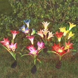 Tuindecoratie bloem zonnelampen realistische planten gazon licht outdoor led kleur veranderende waterdichte nachtlampara