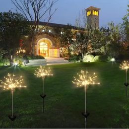 Décoration de jardin feux d'artifice solaires lumières 120 LED chaîne lampe étanche éclairage extérieur lampes à gazon décorations de noël lumières nouveau
