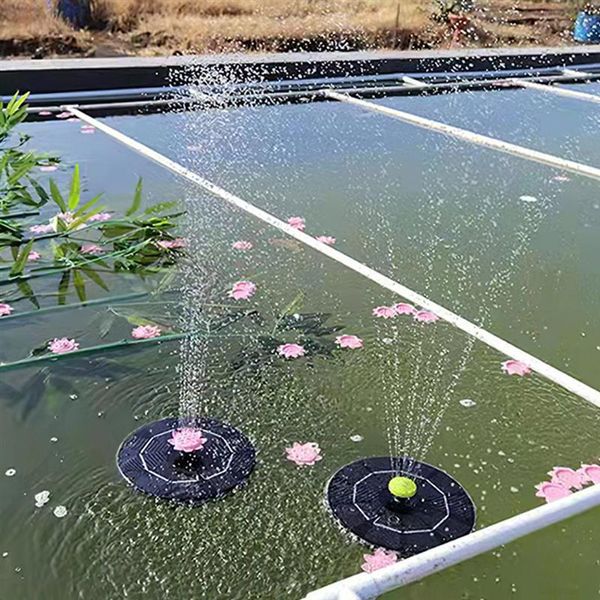 Decoración de jardín con luz nocturna LED de colores, estanque de piscina, fuente solar, bomba flotante sumergible, 4 boquillas de pulverización, decoraciones para bebederos para pájaros