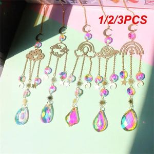 Décorations de jardin 1/2 / 3pcs Moon Sun Catchers Crystal Pendante Light Catcher Rainbow Chaser Hanging Wind Chimes Home Room Decoration Outdoor