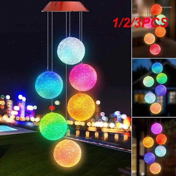 Décorations de jardin 1/2 / 3pcs Énergie solaire LED CHIME PORTABLE Couleur de couleur Spirale Spinner Windchime House Outdoor Hanging Decorative