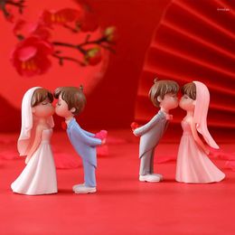 Décorations de jardin 1 paire de dessin animé romantique couple de mariage figurines micro paysage pendentif bricolage plastique artisanat scène décoration