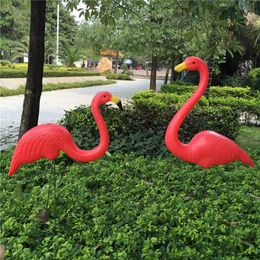 Tuindecoraties 1 paar realistische grote roze en rode flamingo decoratie gazon beeldje tuin grasland feest kunst ornament thuis ambacht 230704