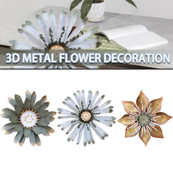 Decoraciones de jardín 1 PC Flor de metal Arte de la pared Escultura Adorno colgante 3D Floral Interior Exterior Sala de estar Valla Decoración