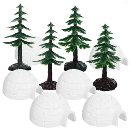 Tuindecoraties 1 Set Mini Igloo Figurines Boommodellen Decoratief kerstmicrolandschap