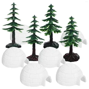 Décorations de jardin 1 Set Mini Igloo Figurines Modèles d'arbres Modèles de Noël décoratifs Micro paysage