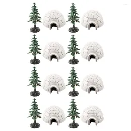 Décorations de jardin 1 Ensemble de statues de maison de glace artificielle mini mini arbres de Noël