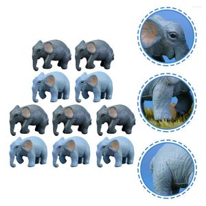 Décorations de jardin 10 pièces Simulation de dessin animé éléphant petits animaux en plastique jouet mini charmes statues en PVC pour la décoration de la maison