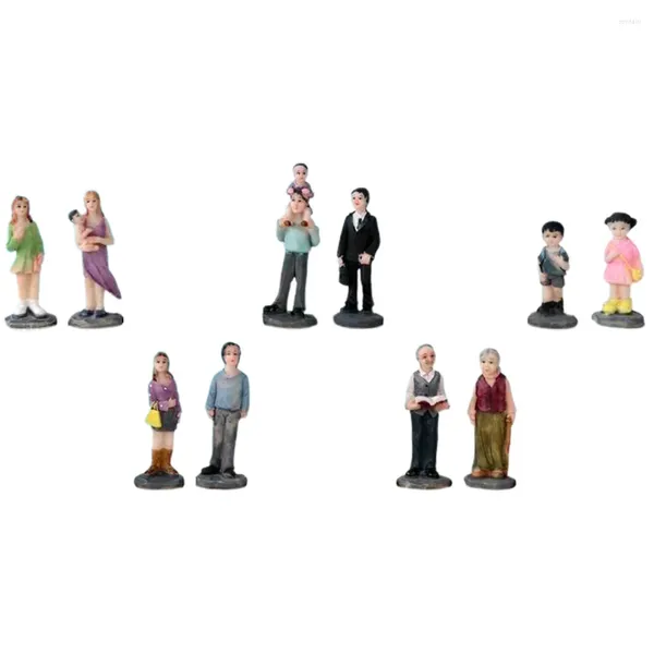 Décorations de jardin 10 pièces décor mini personnes modèles corps humain petites statues figure résine figurines familiales figurines miniatures
