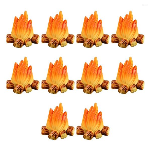 Décorations de jardin 10 pcs Ornements de feu Halloween Modèle d'aménagement paysager Micro Faux Feu de camp Résine en carton