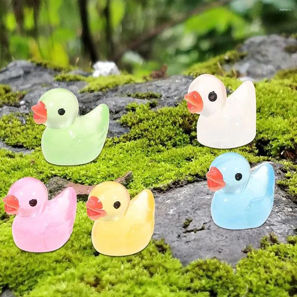 Decoraciones de jardín 100 PCS Mini pato Pequeños animales Figuras Patos Estatua Figuras Resina Adorno Decoración Miniatura