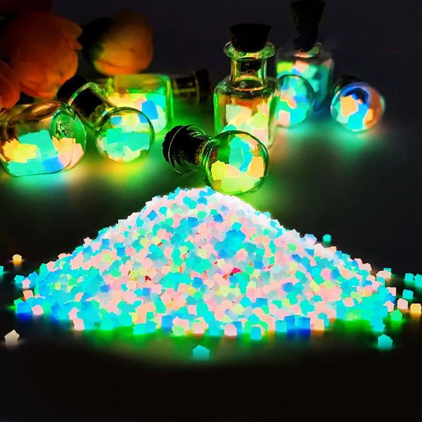 Decoraciones de jardín 1000 Uds. Piedras de guijarros falsos de 4mm que brillan en la oscuridad acrílico luminoso para pecera acuario arena 231011