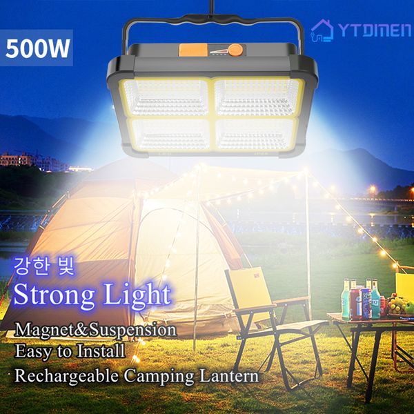 Décorations de jardin 1000W USB Rechargeable LED Projecteur Solaire 10000mAH avec Aimant Fort Portable Camping Tente Lampe Travail Réparation Éclairage 230609